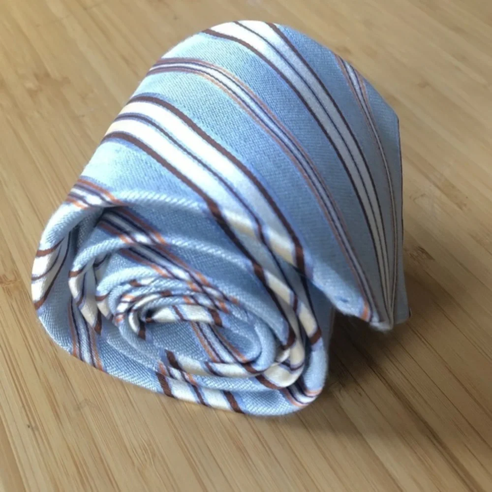 Corneliani Silk Tie In Light Blue & Cream